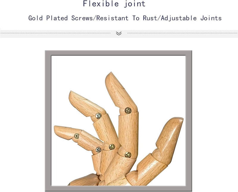 yangjietf Hand Model,Wood Hand for Nails,Drawing Wooden Hand,Wooden Mannequin,Wood Hand,Hand Model for Drawing,Male_R with Lower Body - Image 4